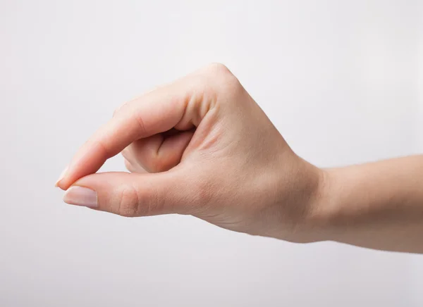 Hand showing sizes - hand gesture isolated on white background — Stock Photo, Image