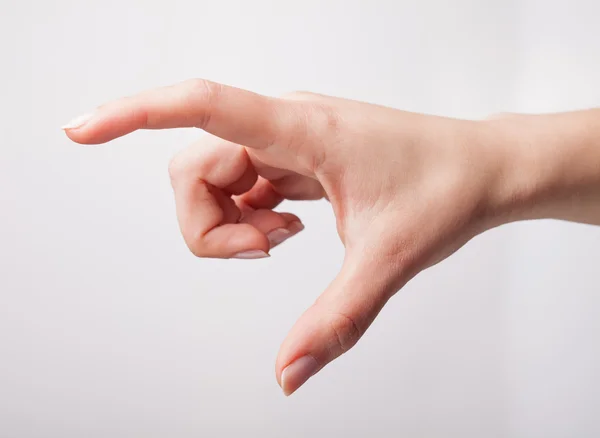 Hand tonen maten - hand gebaar geïsoleerd op witte achtergrond — Stockfoto