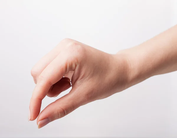 Hand showing sizes - hand gesture isolated on white background — Stock Photo, Image