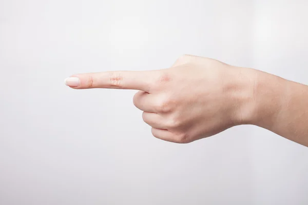 Hand gebaar geïsoleerd op witte achtergrond — Stockfoto