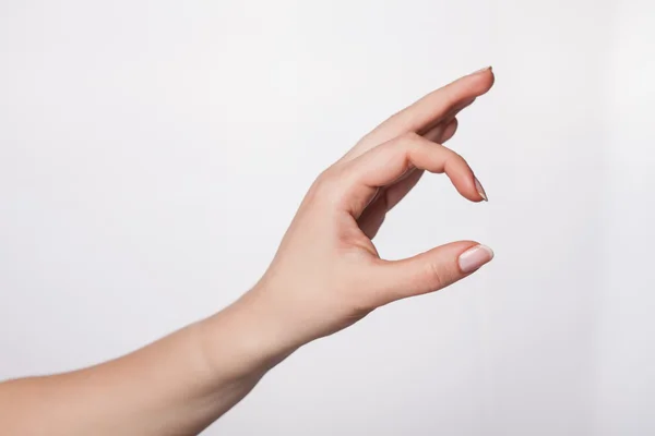Mão mostrando tamanhos gesto mão isolado no fundo branco — Fotografia de Stock