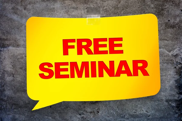 "Free seminar" in the yellow banner textural background. Design — Stock Photo, Image