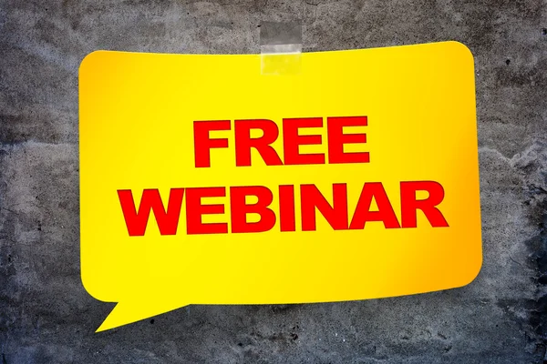 "Free webinar" in the yellow banner textural background. Design — Stock Photo, Image