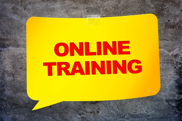 "Online képzés "a sárga banner szöveti háttérben. Dezső — Stock Fotó