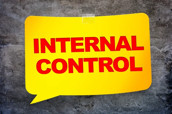 "Control interno "en el fondo textural del banner amarillo. Des —  Fotos de Stock