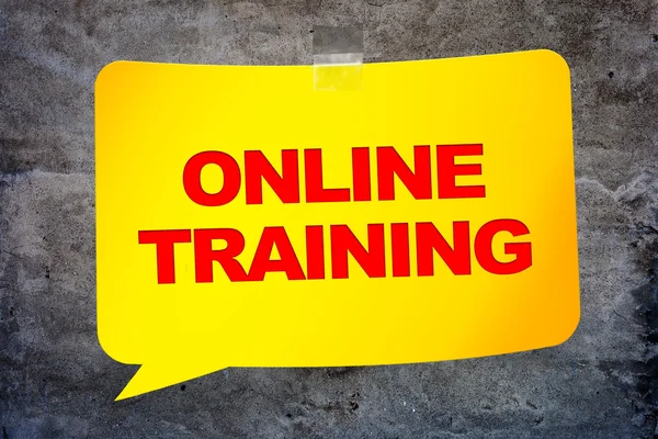 "Online képzés "a sárga banner szöveti háttérben. Dezső — Stock Fotó