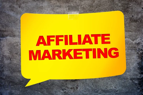 "Affiliate Marketing "w żółtym banner tekstury tle. — Zdjęcie stockowe