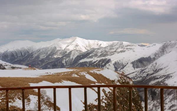 view of the snowy mountains