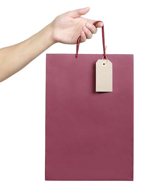 Bir fiyat etiketi ile çanta — Stok fotoğraf