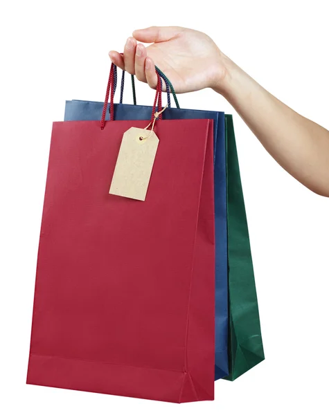 Olorful bags with a price tag — Stock Photo, Image