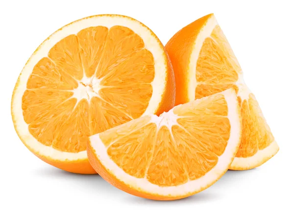 Orange fruit half and two segments or slices — Stock Photo, Image