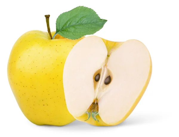 Yellow apple fruits isolated on white background — Stock Photo, Image