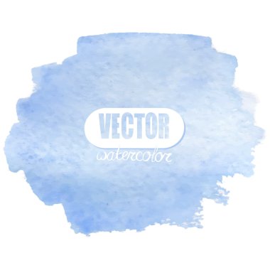 Mavi renkli suluboya el çizilmiş vuruşun kağıt tahıl doku leke tasarımı, dekorasyon için beyaz arka plan üzerinde izole. Vektör Eps 10