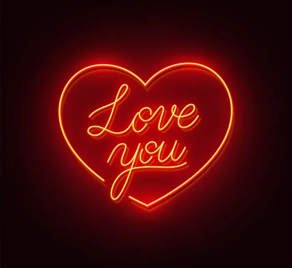 Love you neon sign auf schwarzem Hintergrund. — Stockvektor
