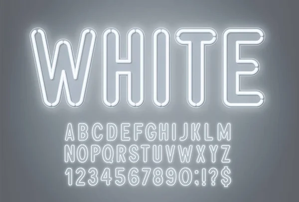White neon light font on a gray background. — Stock Vector
