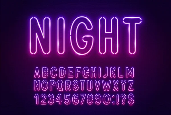 Gradiente rosa viola al neon font leggero su uno sfondo scuro. — Vettoriale Stock