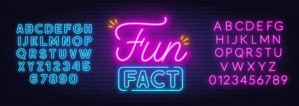 Fun Fact neon sign on brick wall background. — Image vectorielle