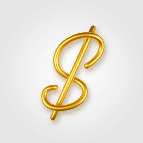 Χρυσό 3d ρεαλιστικό σύμβολο δολάριο σε ένα ελαφρύ φόντο. — Διανυσματικό Αρχείο