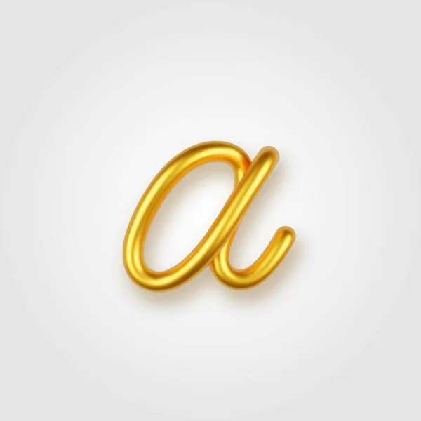 Gold 3D realistische Kleinbuchstaben A auf hellem Hintergrund. — Stockvektor