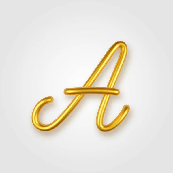Gold 3D realistischer Großbuchstabe A auf hellem Hintergrund. — Stockvektor