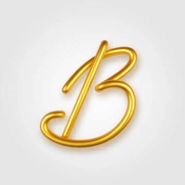 Altından 3d gerçekçi büyük harf B hafif arkaplan üzerinde.