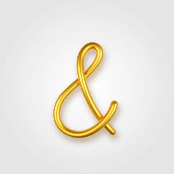 Χρυσό 3d ρεαλιστική Ampersand υπογράψει σε ένα ελαφρύ φόντο. — Διανυσματικό Αρχείο