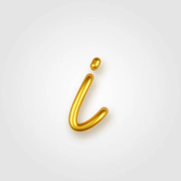 Gold 3D realistische Kleinbuchstaben I auf hellem Hintergrund. — Stockvektor
