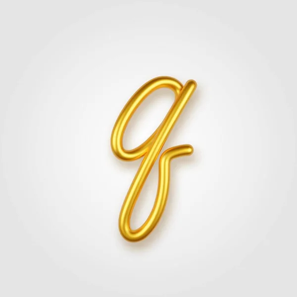 Oro 3d letra minúscula realista Q sobre un fondo claro. — Vector de stock