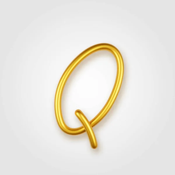 Χρυσό 3d ρεαλιστικό κεφαλαίο γράμμα Q σε ελαφρύ φόντο. — Διανυσματικό Αρχείο