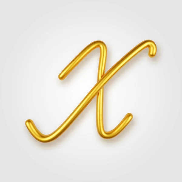 Χρυσό 3d ρεαλιστικό γράμμα κεφαλαίο Χ σε ένα ελαφρύ φόντο. — Διανυσματικό Αρχείο