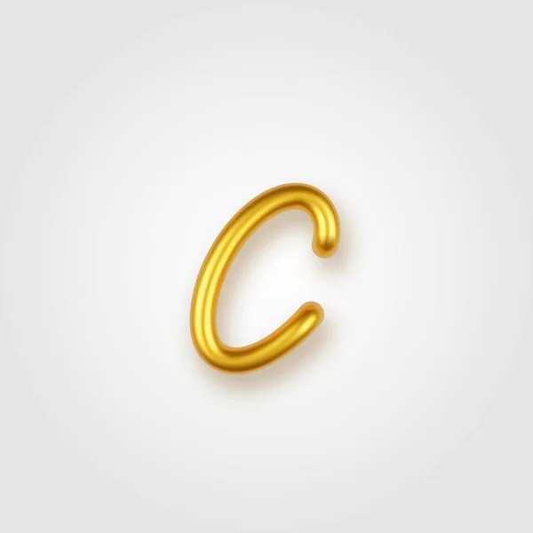 Χρυσό 3d ρεαλιστικό πεζό γράμμα C σε ελαφρύ φόντο. — Διανυσματικό Αρχείο
