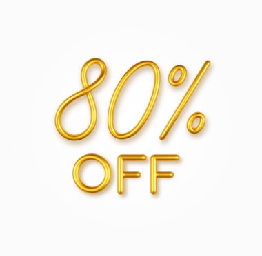 Hafif arka planda% 80 indirimli altın gerçekçi metin.