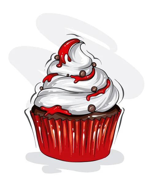 Beautiful cupcake . Food and desserts. Illustration for a postcard or poster, print on clothes.