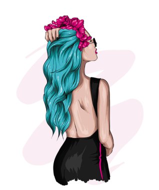 Şık giyinmiş güzel bir kız. Moda ve tarz.