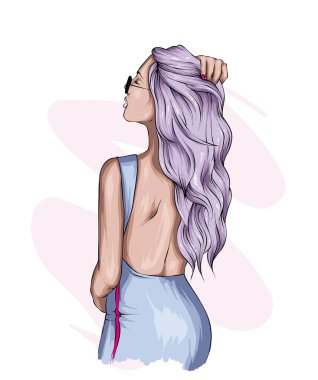Şık giyinmiş güzel bir kız. Moda ve tarz.