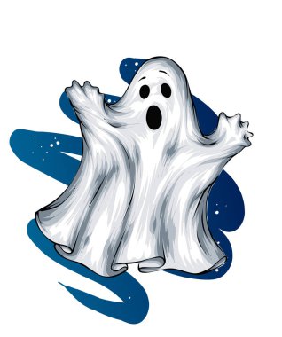 Cadılar Bayramı hayaleti Poster ya da kartpostal için resim. Sonbahar tatili.