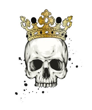 Korkunç kafatası. Vektör çizimi. Sonbahar ve Cadılar Bayramı.