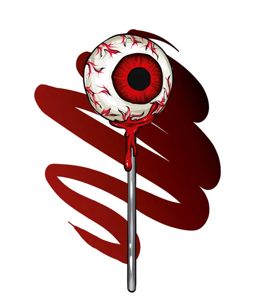 Eye Shaped Candy Stick Halloween Fear Horror Vector Illustration Postcard — Stock Vector