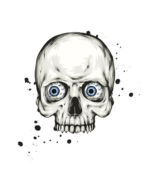 Cráneo Aterrador Ilustración Vectorial Otoño Halloween — Vector de stock