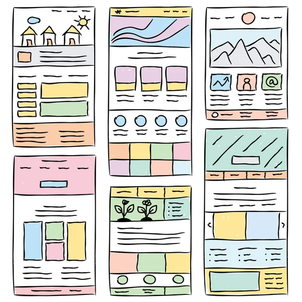 Layout do site Doodles —  Vetores de Stock