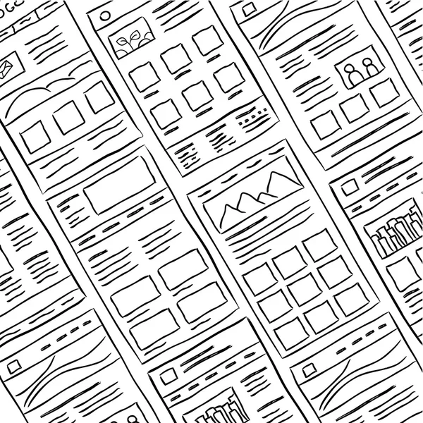 Layout del sito web Doodles — Vettoriale Stock