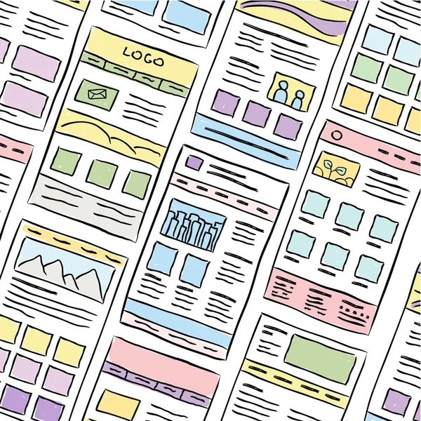 Website lay-out Doodles — Stockvector