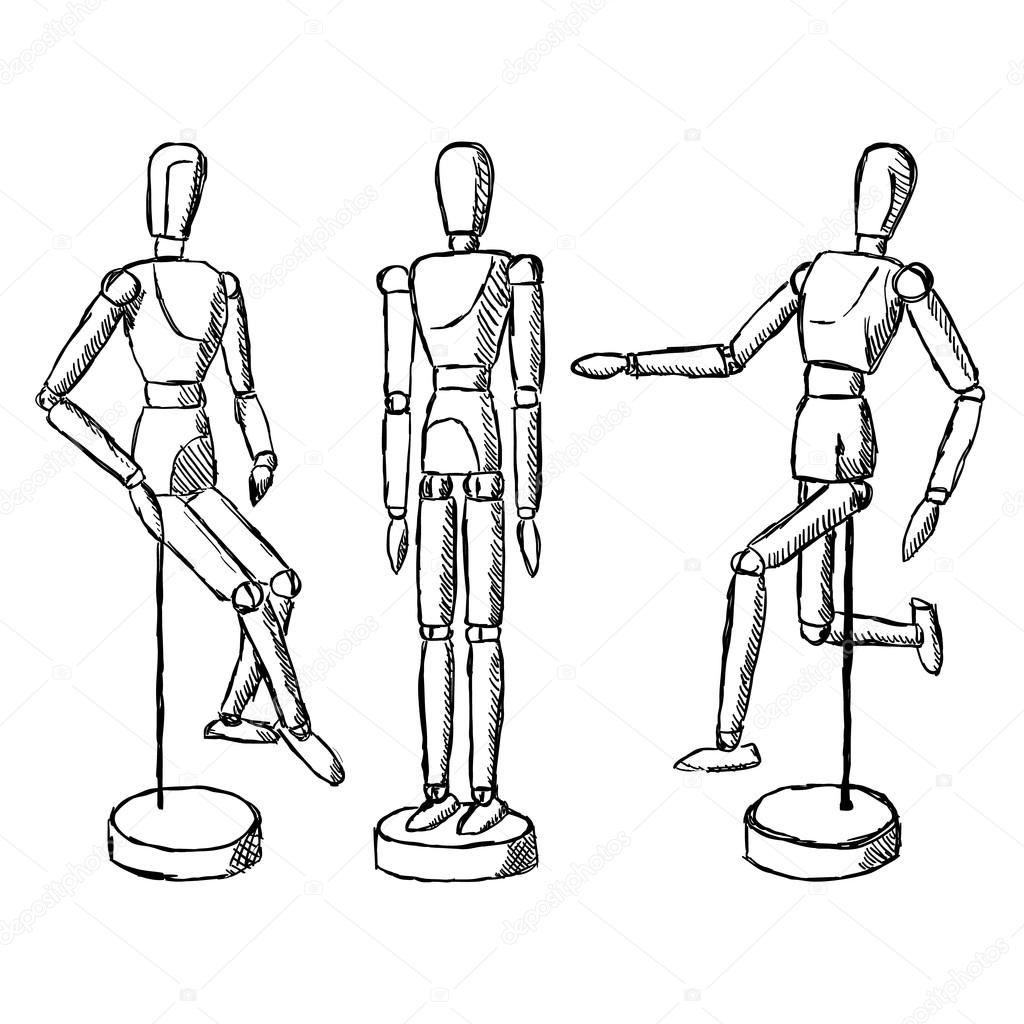 Group Of Wooden Characters In Various Poses. Stock Photo, Picture and  Royalty Free Image. Image 11935236.