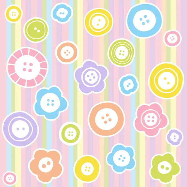 Sewing buttons on fabric background — Stock Vector