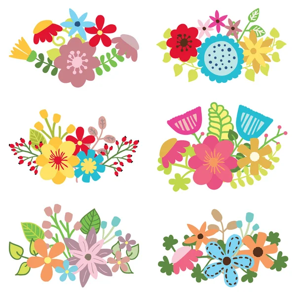 Conjunto floral, elementos de diseño de flores — Vector de stock