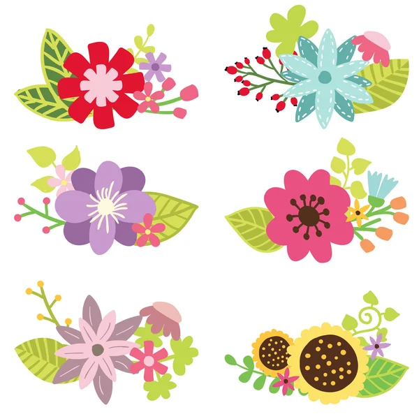 Conjunto floral, elementos de diseño de flores — Vector de stock