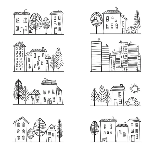 Houses doodles — Stock Vector