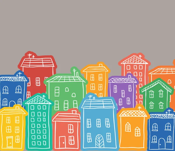 Häuser farbige Kritzeleien — Stockvektor