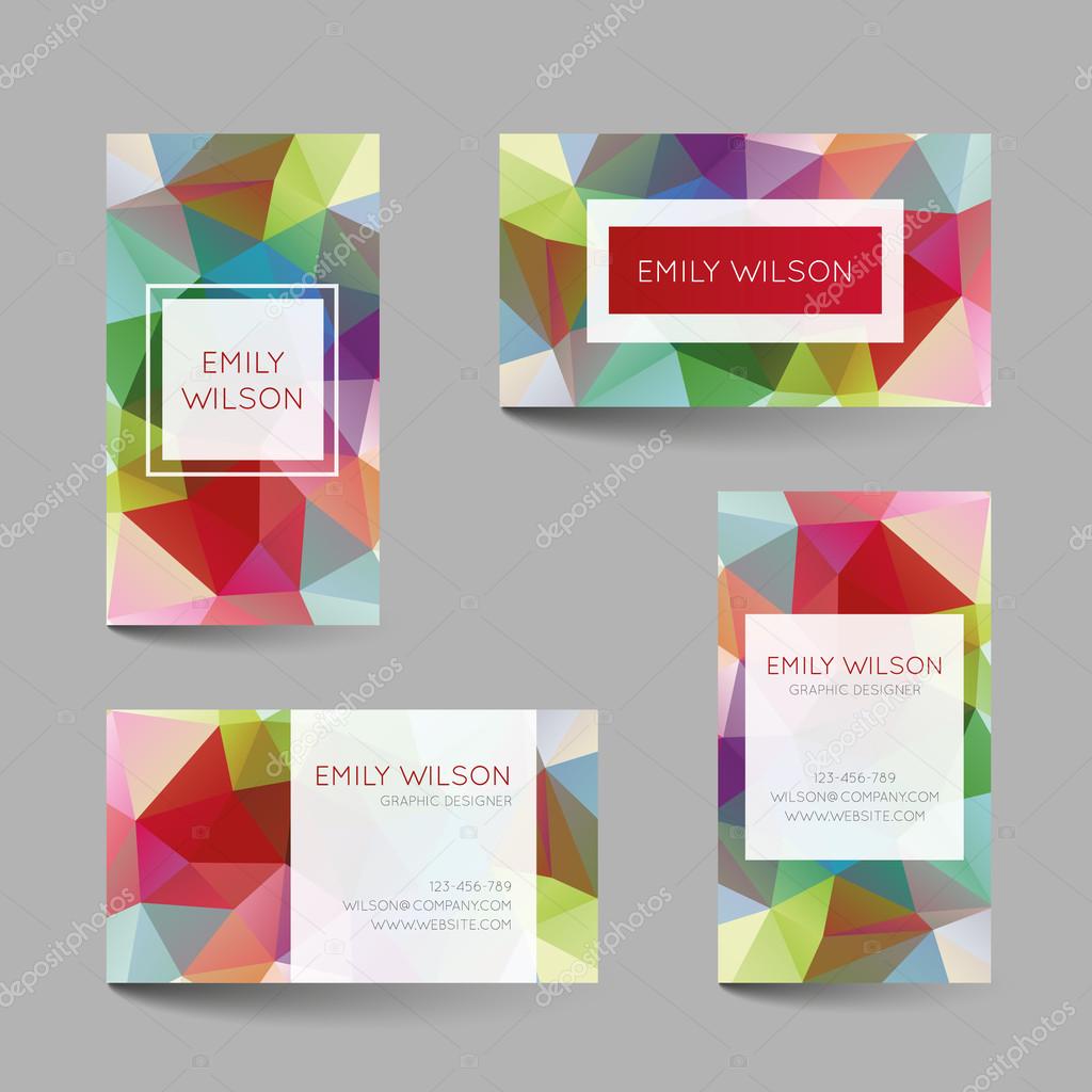 Set of business cards low poly design