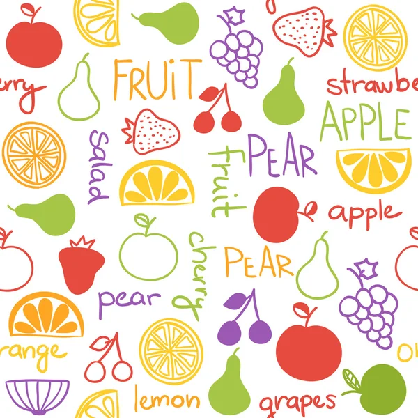 Hand gezeichnete Früchte nahtlose Muster — Stockvektor